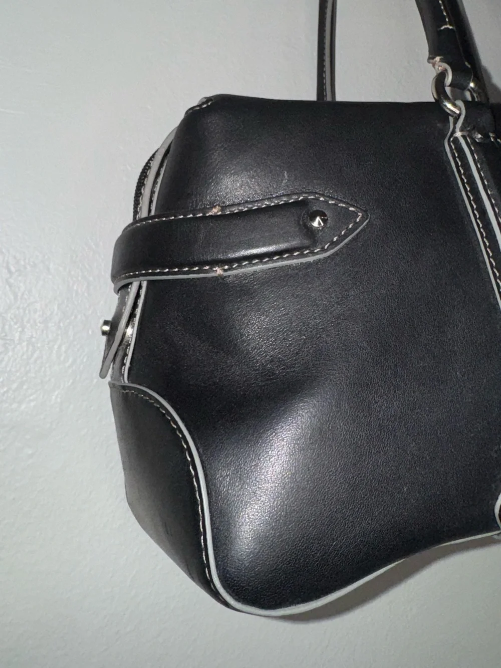 Cole Haan Black Leather Shoulder Bag with Stud Accents